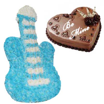 "Blue Gel Cake With Fruit Decoration  - 1kg - Click here to View more details about this Product